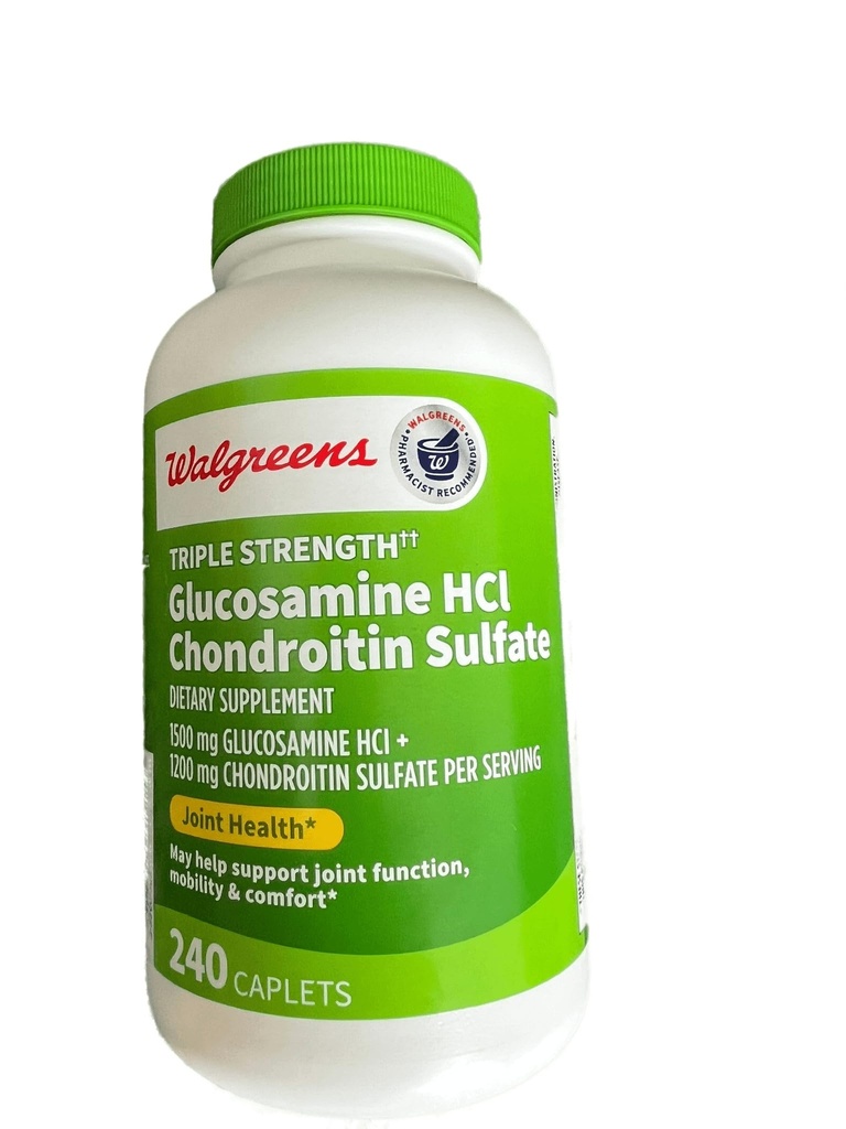 Walgreens Glucosamina Condroitina Tripla dosagem 1500 mg Glucosamina HCL 1200 mg Condroitina - 240 Caplets