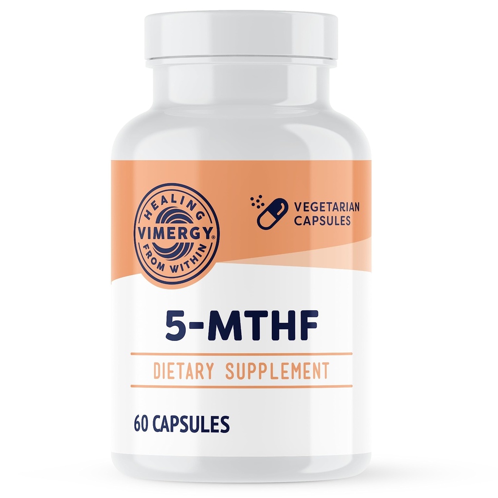 Cápsulas Vimergy 5-MTHF – 60 Servings (1 Cápsula / Servir) 8500mcg L-Metilfolato Glucosamina e 500 mcg Suplemento Vitamina B12 – Suplemento de Folato Biodisponível para Mulheres e Homens Vegan 5 mthf (60 ct)