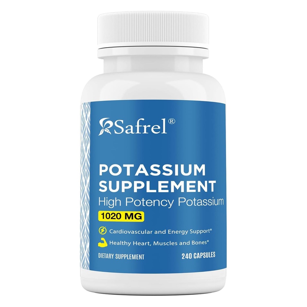 Safrel Potássio Suplemento, 1020 mg, 120 Servões, 240 Cápsulas Vegetais, Não-GMO, Gluten Free, Made in USA
