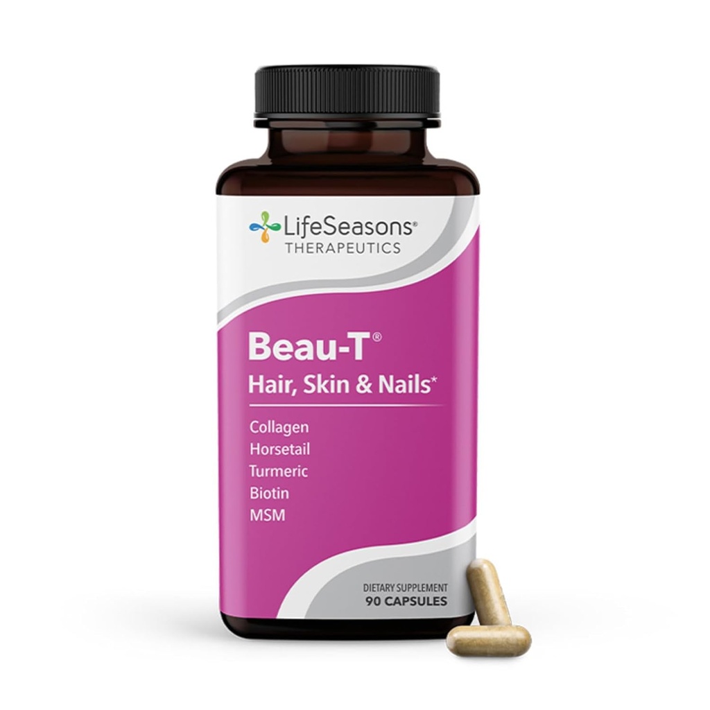 LifeSeasons Pausitivi-T with Beau-T & Ageless Skincare - Suplemento de Suporte de Menopausa - Alivio para Flashes Quentes, Imbalance Hormônio e suores noturnos - Sage, Chasteberry, Soy Isoflavones & Black Cohosh