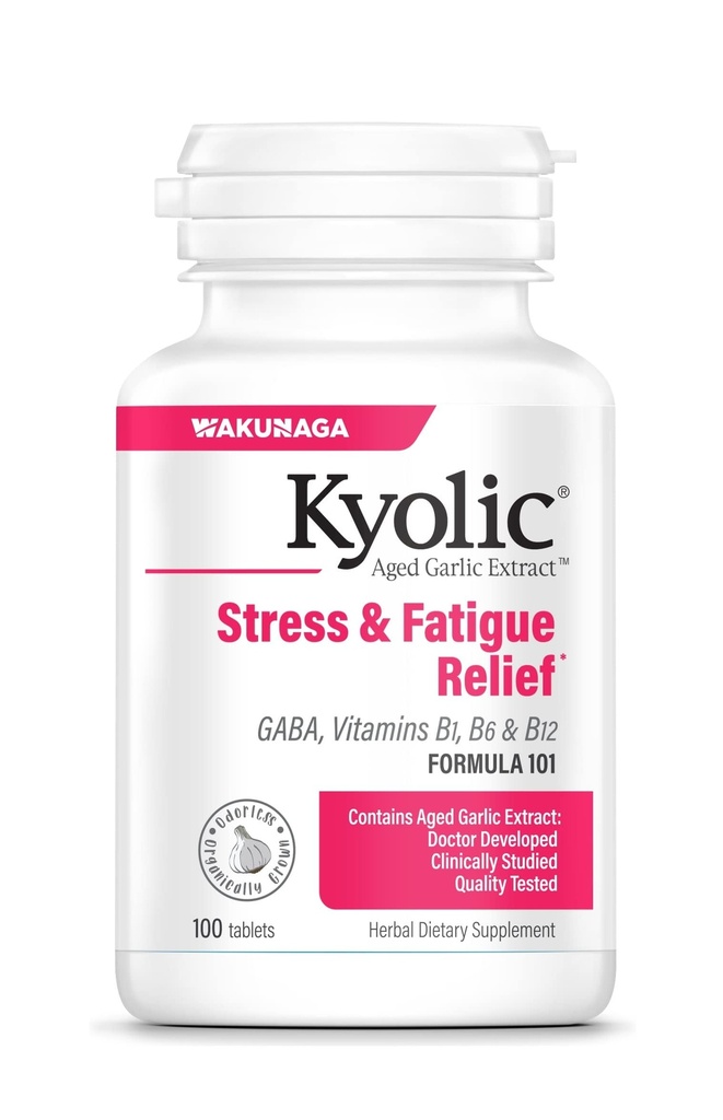 Kyolic Aged Alho Extract Formula 101, Stress and Fatigue Relief, 100 comprimidos.