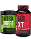 Fábrica Jacked Nitrosurge Pré-treino em Blue Raspberry & N.O. XT Nitric Oxide Booster para homens e mulheres