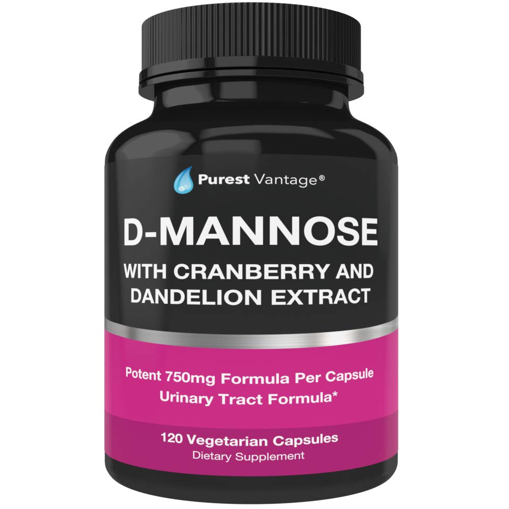 D Mannose Cápsulas com 600mg D-Mannose pó por tampa - com adicionado Cranberry e extrato de dente de leão para ajudar em bexiga, trato urinário e ITU Suporte - 120 bonés vegetarianos