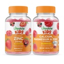 Zinco vivo 25mg Crianças + Magnésio de cálcio & Zinco Crianças, Gummies Bundle - Grande degustação, Suplemento Vitamina, Sem glúten, GMO Livre, Gummy mastigável