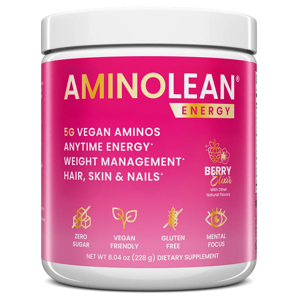 RSP NUTRITION AminoLean Pré-treino, Energia Limpa com Sem Jitters, Tingles ou Acidente, Vegan Friendly com adicionado Biotin para cabelo, Pele, unhas, Berry Elixir, 30 Servings