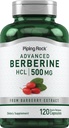Piping Rock Berberine HCL Supplement - 500mg - 120 cápsulas - Extrato de Barberry - Non-GMO, Gluten Free