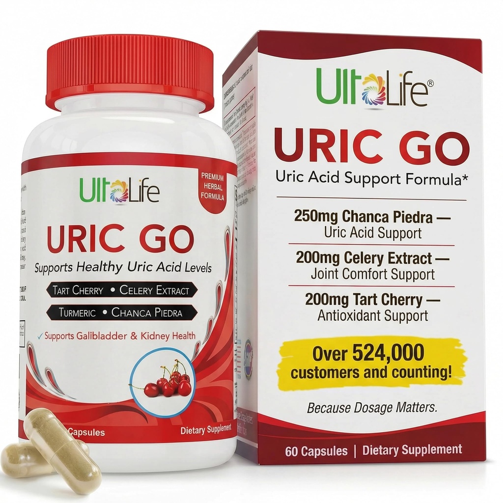 # 1 URIC GO Ácido Urico Cleanse Suplemento de suporte para G.O.U.T - Natural Rim Cleanse Detox Fórmula Chanca Piedra, Sementes de aipo, Tart Cherry, Cranberry, Romã, Açafrão, Vegan Non-GMO 60 Cápsulas