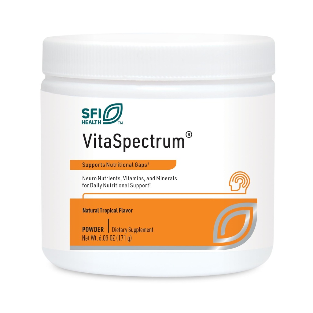 Klaire Labs SFI Health VitaSpectrum Powder - Multivitamina/Mineral Infantil com 23 Nutrientes Essenciais, Sabor Tropical para Crianças, Sem Cobre, Ferro, Glúten ou Caseína (171 G / 30 Servimentos)