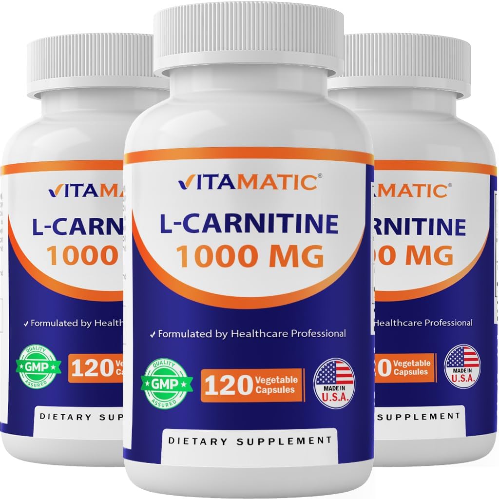 Fumarato de L-Carnitina Vitamatic 1000 mg - 120 Cápsulas Vegetais (3 frascos)
