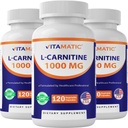 Fumarato de L-Carnitina Vitamatic 1000 mg - 120 Cápsulas Vegetais (3 frascos)