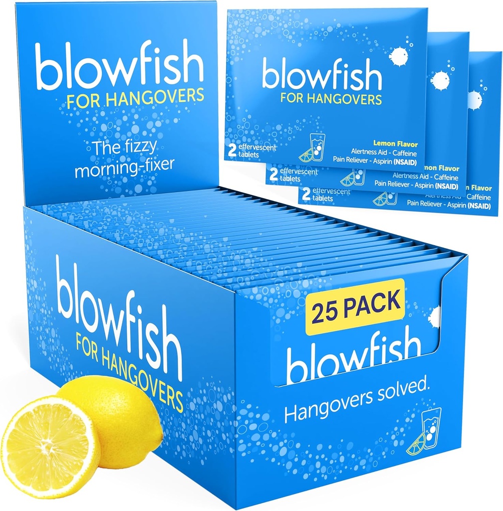 Blowfish para ressacas Perfeito para sacos de boas-vindas, Kits de ressaca, casamento & Bachelorette Favores Relívio rápido de ressaca , 25 envelopes dose única , começa a trabalhar em 15 minutos