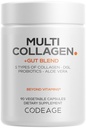 Codeage Multi Colágen + Gut Blend Supplement - Probióticos Digestivos, Alcaçuz DGL, Aloe Vera, Folha de hortelã orgânica, Elm Slippery - Comprimidos de Colágeno Bovinos Hidrolisados - Não-GMO - 90 Cápsulas