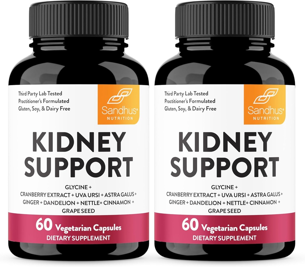 Sandhu's Kidney Cleanse Detox & Repair Support Supplement for Men and Women com extrato de cranberry ajuda a apoiar Rim & Urinary Tract Health 60 cápsulas vegetarianas (Pacote de 2)