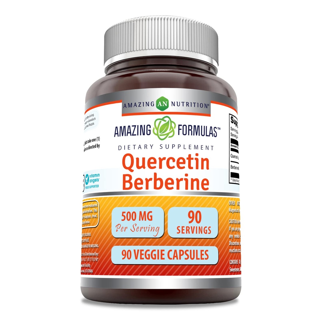 Fórmulas surpreendentes Quercetin Berberine - 250mg Berberine e 250mg Quercetin, 90 Veggie Cápsulas Suplemento