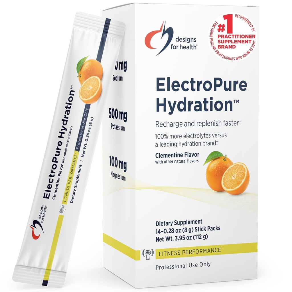 Designs para embalagens de hidratação eletropure saudável, sabor Clementine - Eletrólitos em pó com vitamina C, magnésio, zinco e potássio - com Stevia e Monk Fruit Sweetener (14 Stick Packets)