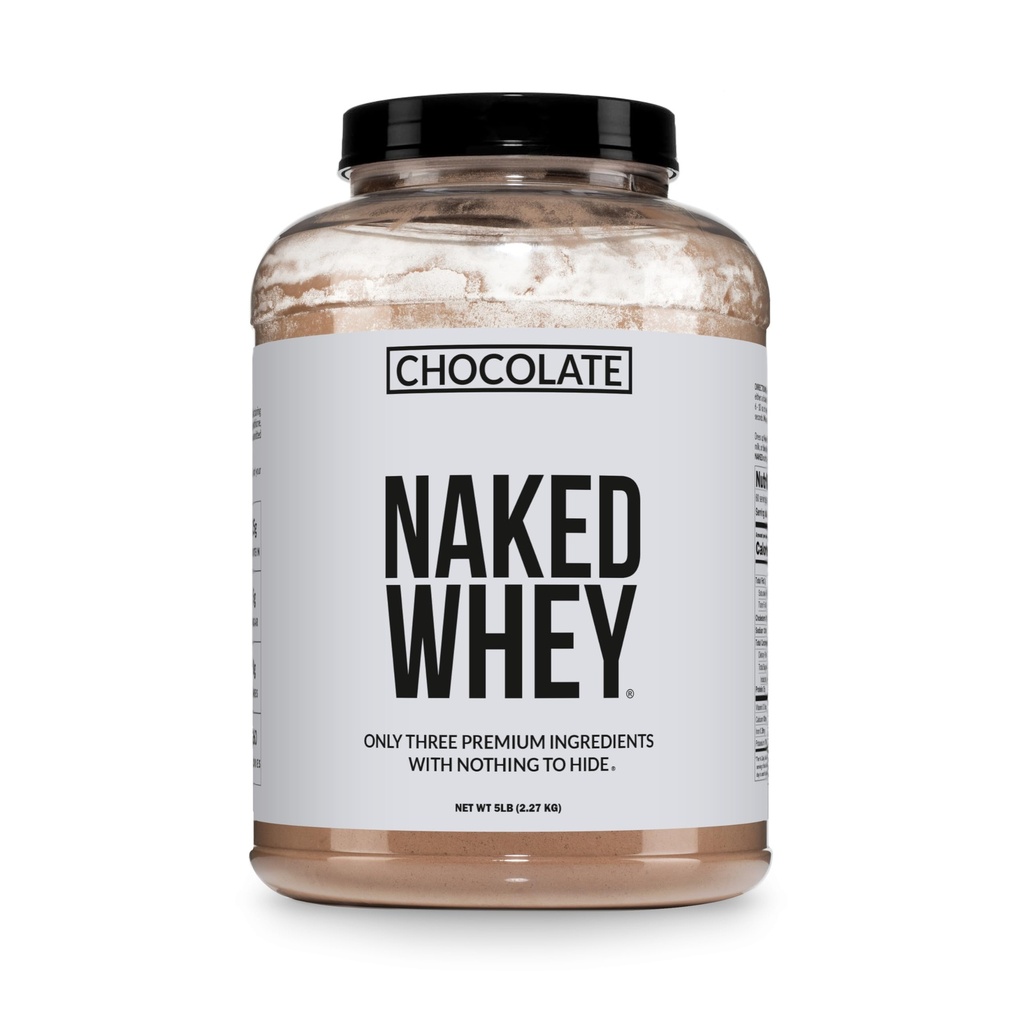 Whey NAKED Protein Supplement Powder, Chocolate, GMO Free, Soy Free, Gluten Free Aid Crescimento muscular e recuperação 60 Servings, 5 Ib
