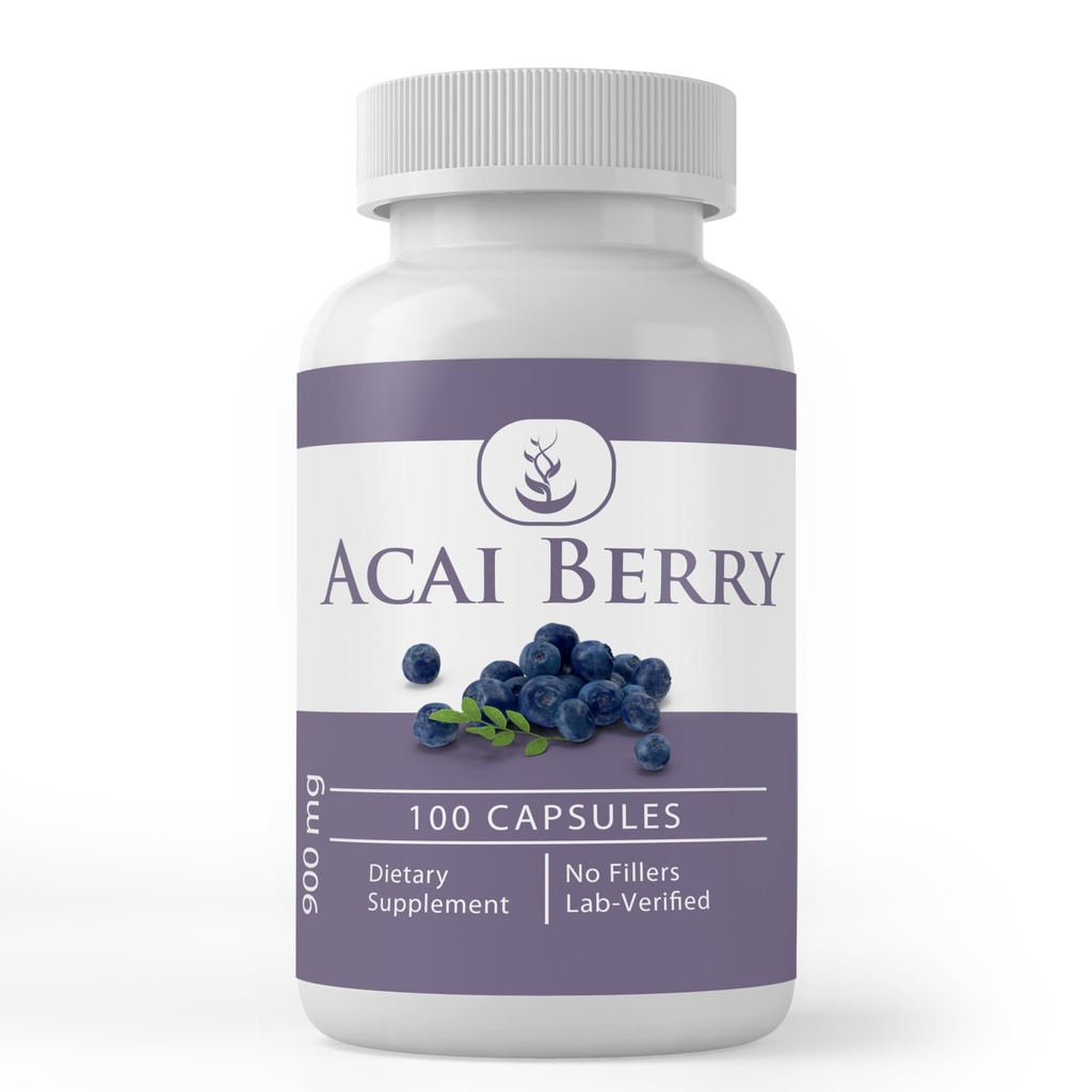 INGREDIENTES ORIGINAIS PUROS Acai Berry (100 cápsulas) Sem enchimento de magnésio ou arroz, sempre puro, verificado em laboratório