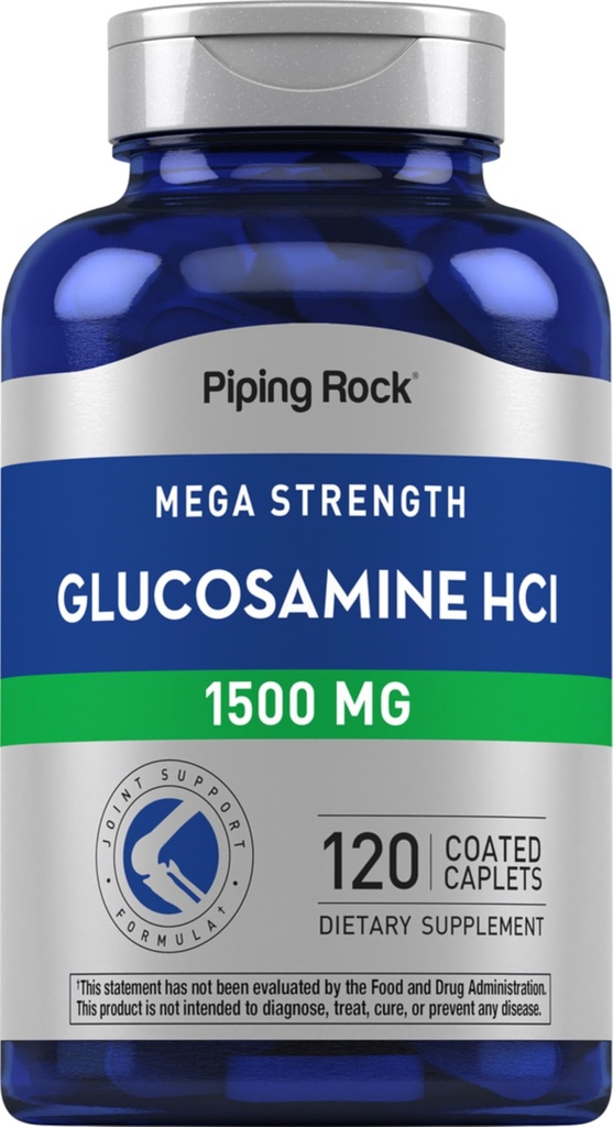 Piping Rock Glucosamine HCL 1500mg • 120 Caplets • Mega Força • Suplemento sem glúten e não OGM