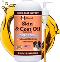 Natural Dog Company Skin & Coat Oil (16 oz.), Suporta a saúde da pele, Suplementos de óleo de peixe para cães, casaco macio, óleo de peixe & óleo de linhaça, ácidos gordos, garrafa de óleo de peixe de cão com bomba, antioxidante