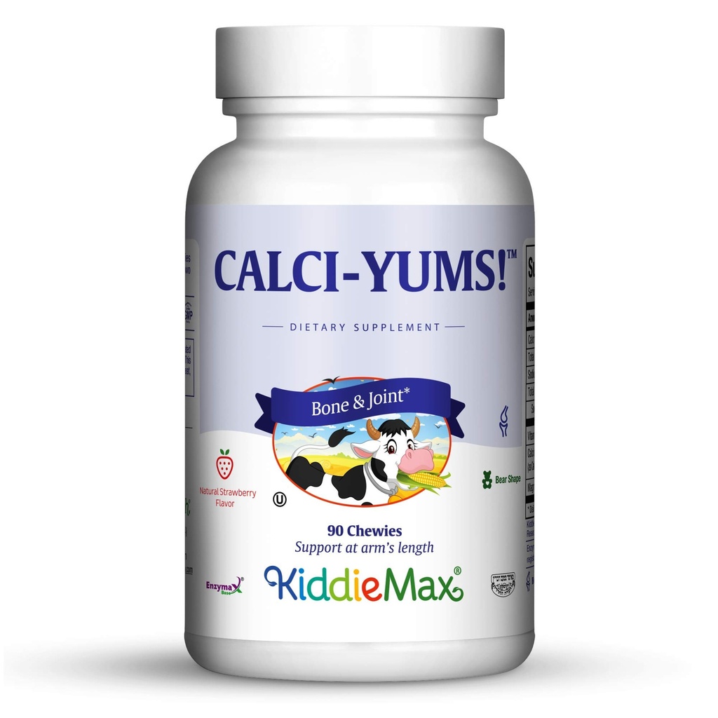 Maxi Saúde KiddieMax Cálcio - CalciYum! - Flavored - Mastigados em forma de animais - Kosher (90 Conde)