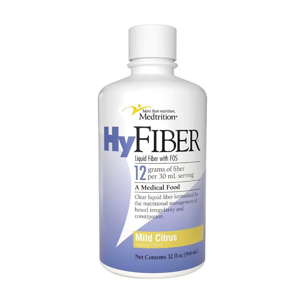 Medtrition HyFiber Fibra líquida diária para regularidade e fezes macias, 12 Grams Fibra Solúvel, 32 fl oz 1 garrafa