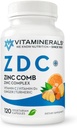 Vitaminerals® Z D C, Zinc Complex 50mg – Vitamin D3 250mcg – Vitamin C 500mg – Ginger – Lisina – Cápsulas vegetarianas – 120 Servings