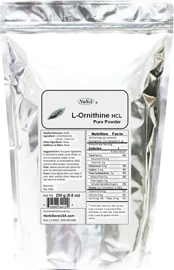 Pure L-Ornitina Powder 250g (8,8 oz) Qualidade do AJI