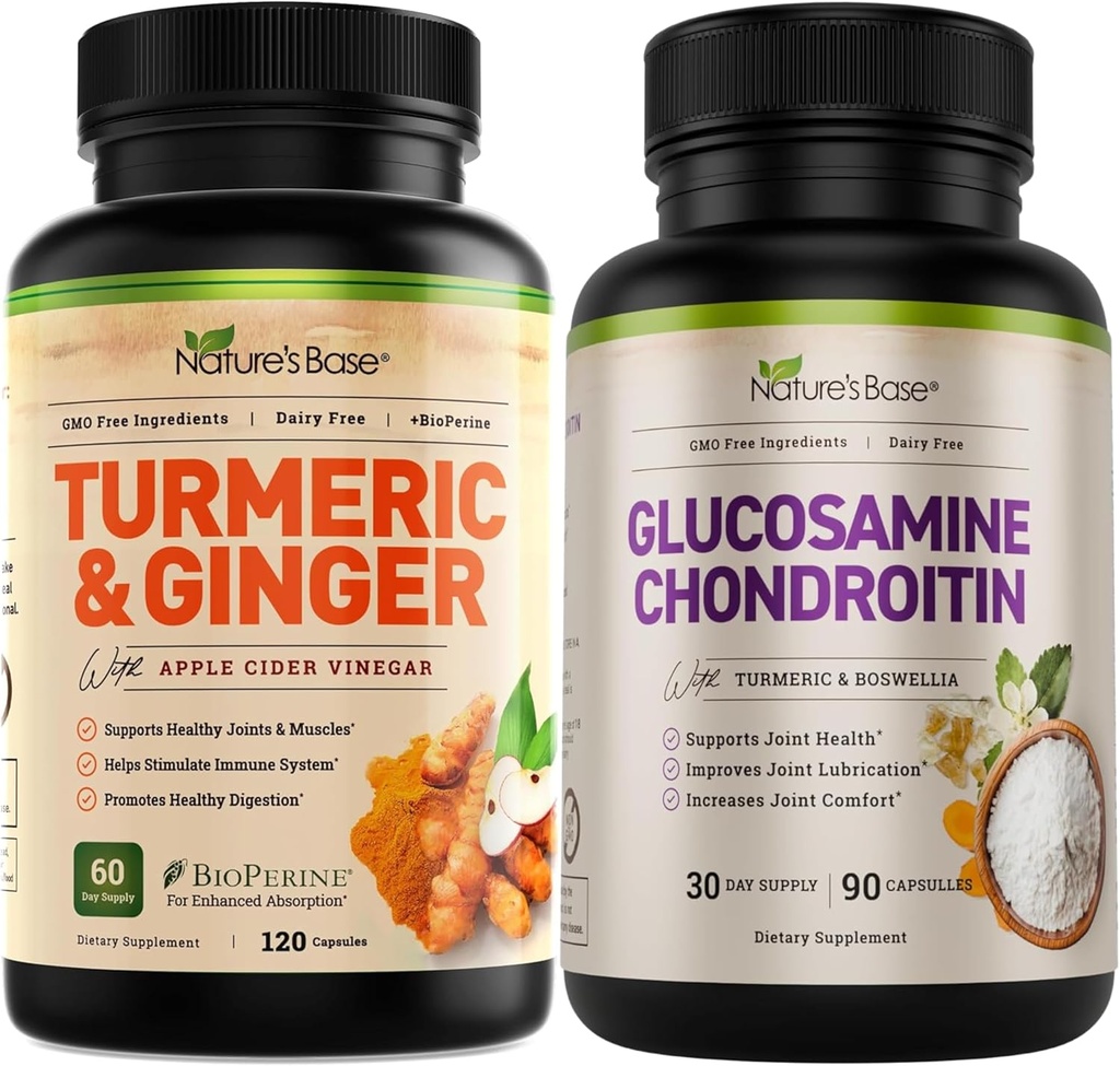 Base da Natureza Açafrão & Ginger 120 ct + Glucosamina Condroitina 90 ct