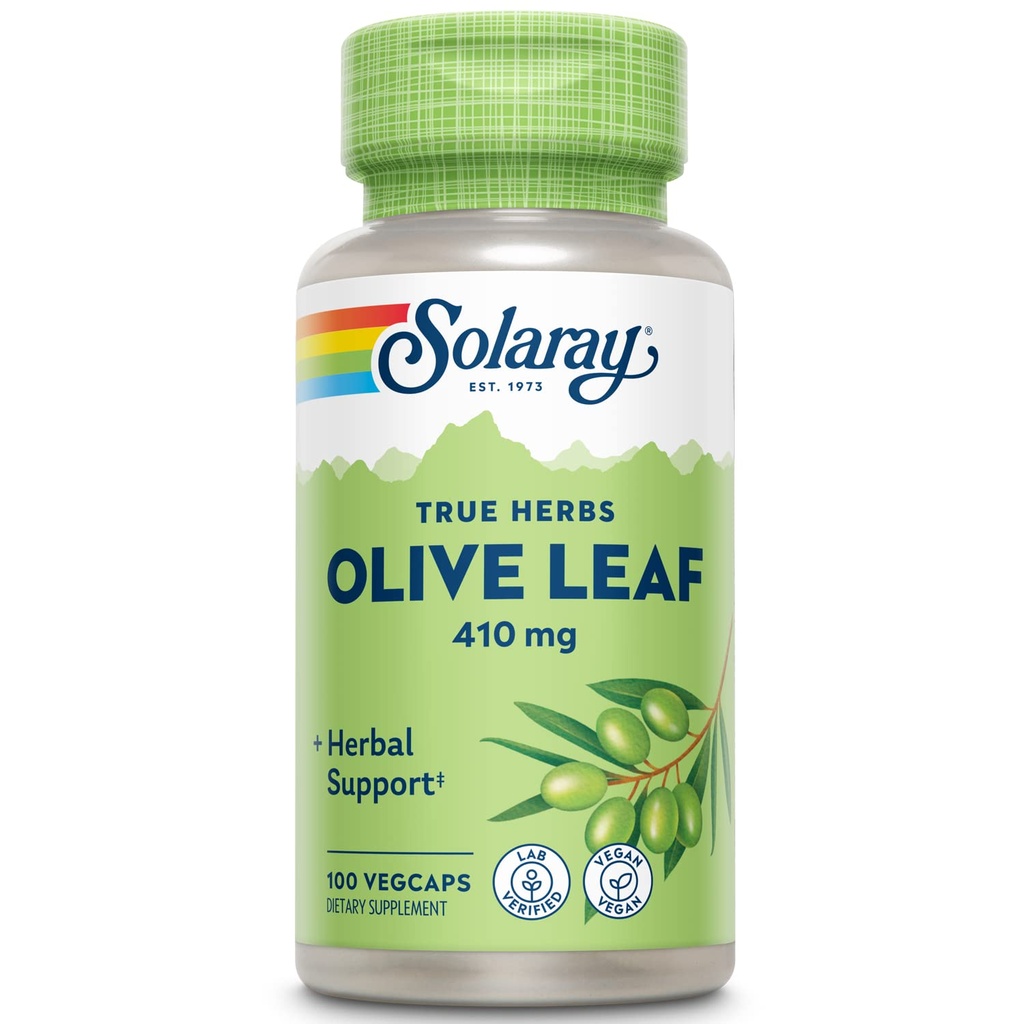 Cápsulas de Folha de Oliva SOLARAY, 410 mg