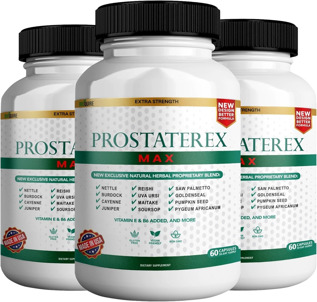 ProstateRex Max Suplemento de apoio à saúde da próstata extra força, Saw Palmetto, Vegan, Não-GMO, Gluten-Free – 180 Cápsulas (3)