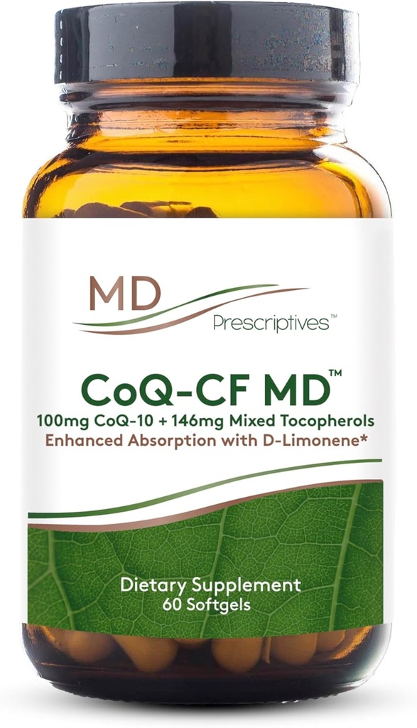 MD Prescritivos CoQ-CF MD - Coenzima Q10 Suplemento dietético com vitamina E - CoQ10 100mg Fórmula de Absorção Optimal - 1 cápsula diária - 60 Softgels