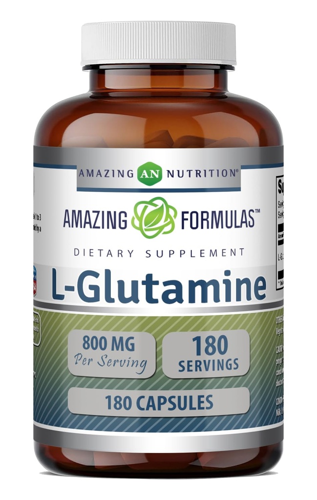Fórmulas surpreendentes L-Glutamina Amino Acid Supplement 800 Mg Por Servindo 180 Cápsulas