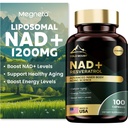 NAD lipossomal+ Suplemento 1200mg com Trans Resveratrol - Boost NAD+ Níveis, Energia & Suporte Anti-Aging - Vegan, 100 Softgels