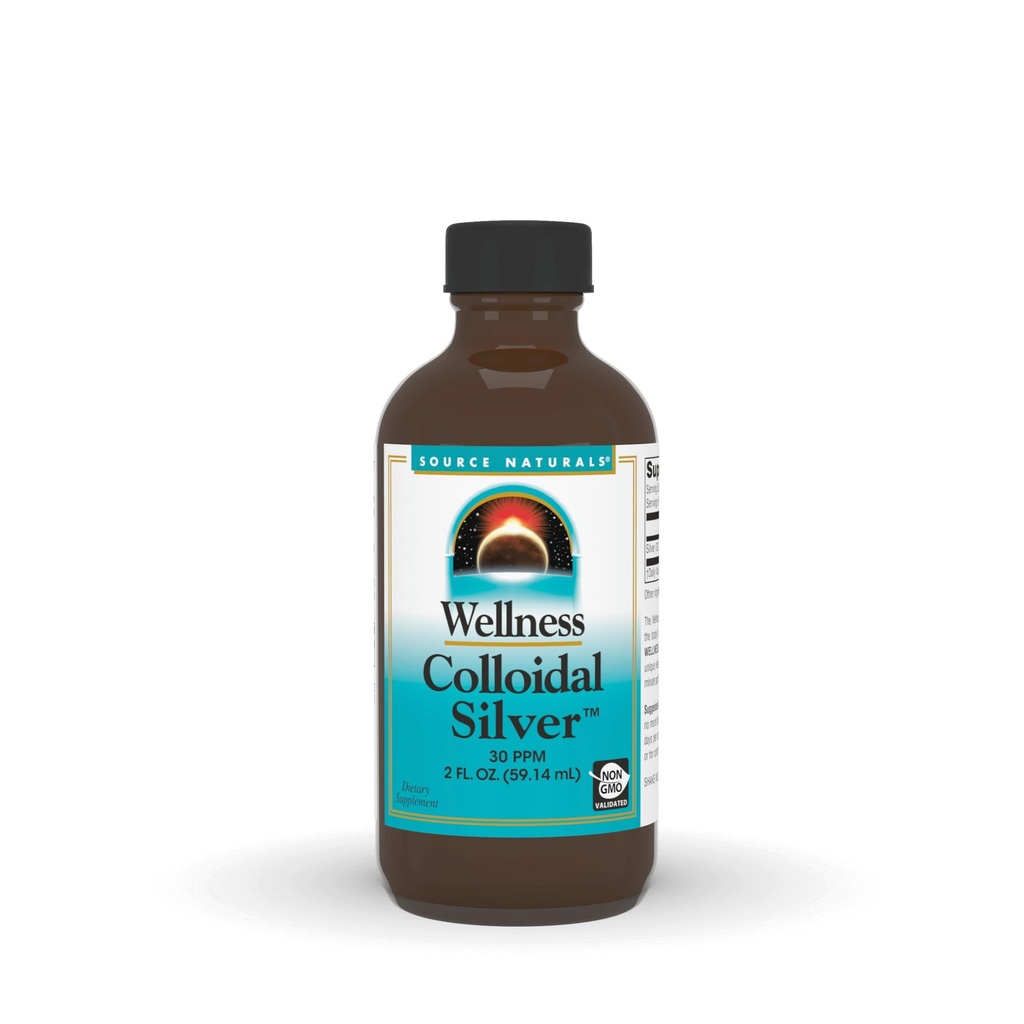 Fonte Naturals Wellness Coloidal Silver, 30 ppm, Suplemento dietético líquido não-GMO que suporta bem-estar físico* - 2 Fluid oz