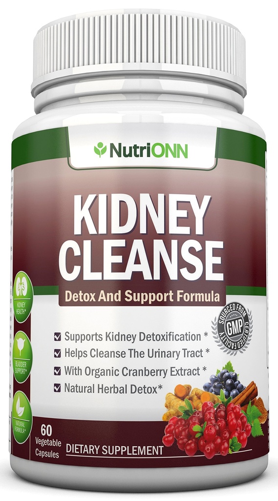 KIDNEY CLEANSE - Detox e suporte para trato urinário, bexiga e rins - Todas as fórmulas de suplemento de ervas naturais com cranberry orgânico, Astragalus, Astragalus, Cúrcuma, Goldenrod, Raiz de cascalho, Juniper e mais