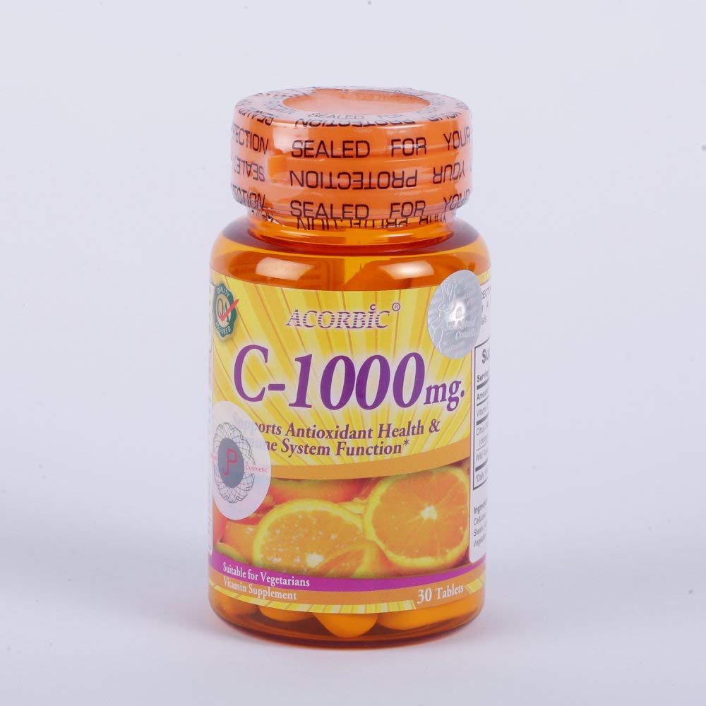 30 comprimidos Acórbico C 1000 Mg Vittamin C Suplemento brilhante mais rápido branqueamento ácido ascórbico