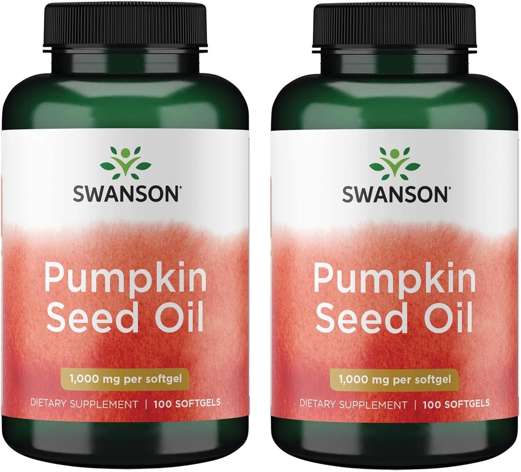 Swanson Pumpkin Seed Oil - EFAs de alta biodisponibilidade - (100 cápsulas Softgel, 1000mg cada) 2 Pack