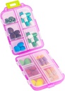 Organizador de comprimidos de viagem, caixa de dispensador de medicina diária à prova de umidade, pequeno caso de vitamina semanal para suplemento, óleo de peixe, Meds, Pocket Pharmacy bonito cápsula recipiente 10 compartimentos, rosa