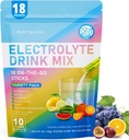Eletrolíticos em pó pacotes - Açúcar livre, naturalmente aromatizado, 10 Eletrolítico & Vitaminas Electrolyte Drink Mix - Variedade Pack 6 sabores, Keto Friendly, Vegan, Não-GMO, 18 pacotes