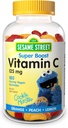 Webber Naturals Sesame Street Vitamina C Gummies para Crianças 2+, 125 mg de vitamina C por chiclete, 6 Mês de Abastecimento, Livre de Glúten, Leite, Amendoim e Gelatina, Suporte Imune, 180 Gummies