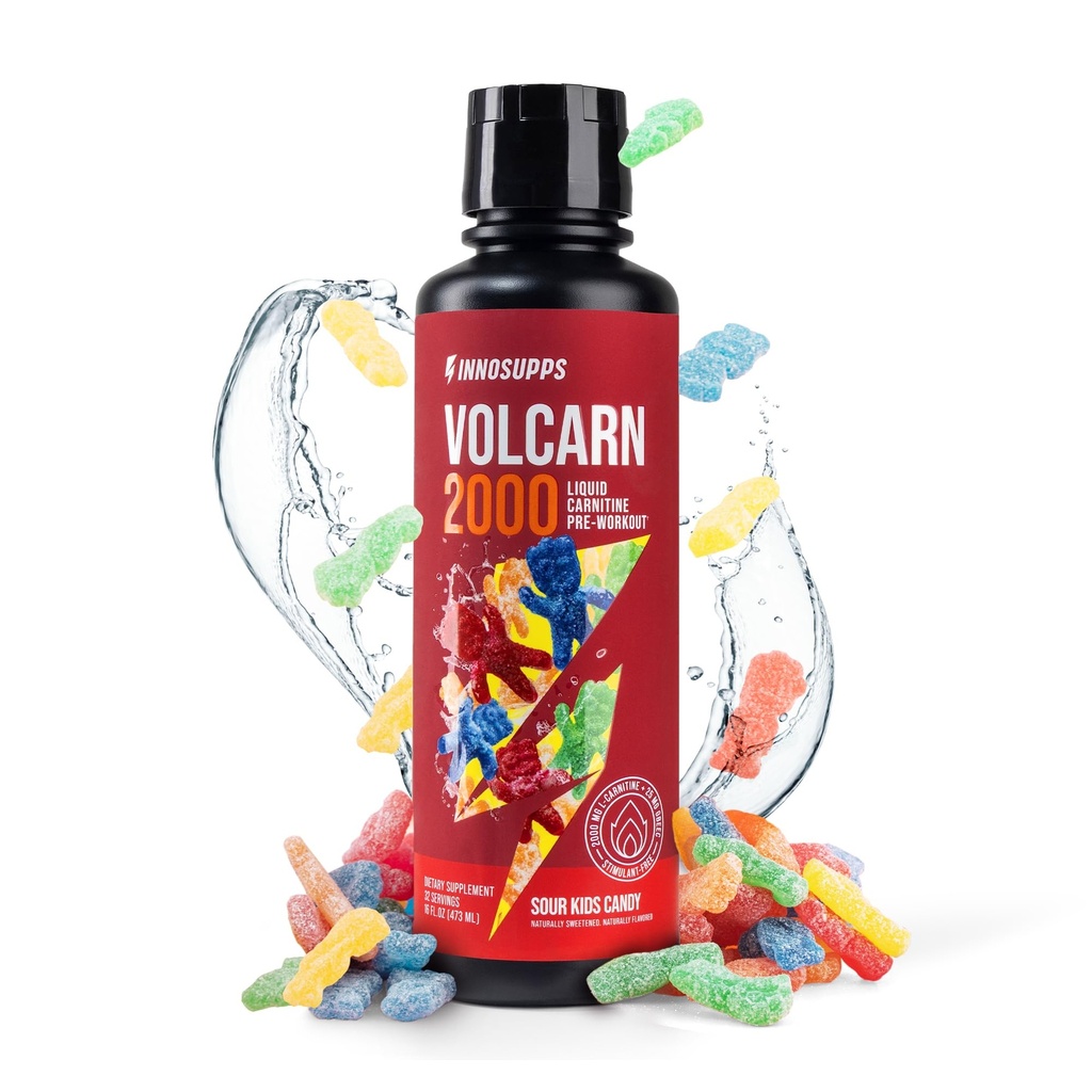 InnoSupps Volcarn 2000 - L-CARNITINE Advanced Energy Líquido ATP Enhancer com GBEEC □ Aumenta a energia, aumenta o foco, Cafeína Livre, Sem Adoçantes Artificiais