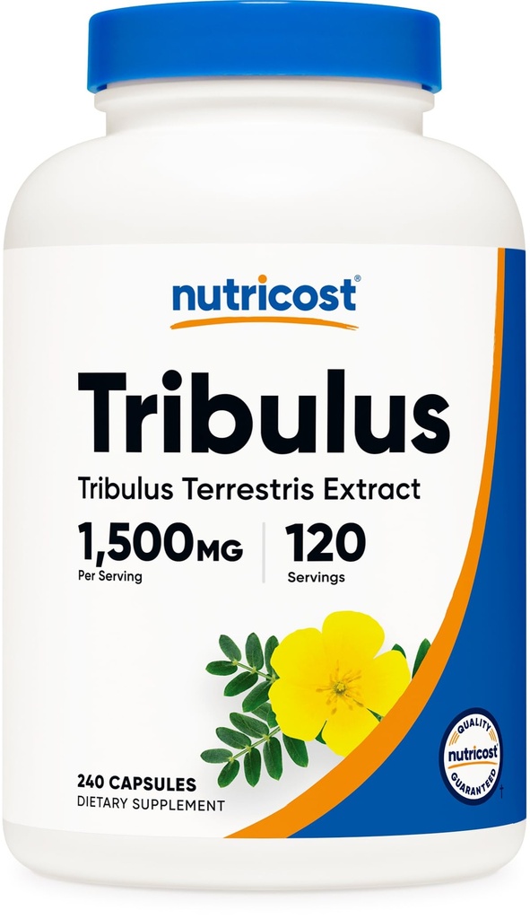 Nutricost Tribulus Terrestris Extract 1500mg, 240 Cápsulas - 45% Saponinas, 120 Servings, Non-GMO, Gluten Free