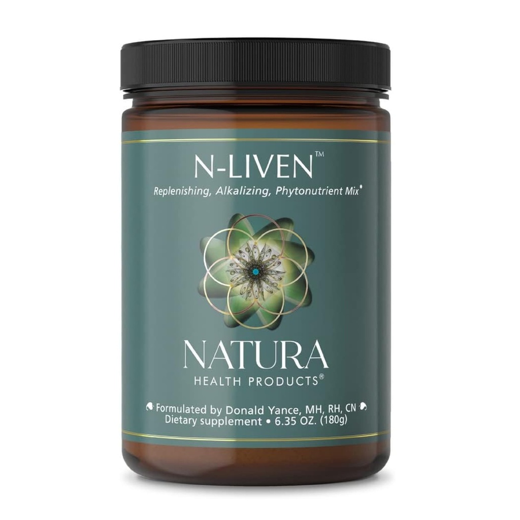 Natura Health Products N-liven Supplement - Orgânico Superfood Greens Powder Drink - Including Spirulina & Chlorophyll - Premier Blend of Barley Grass, Kale, Espinafre, Goji Berry, Framboesa (180 gramas)