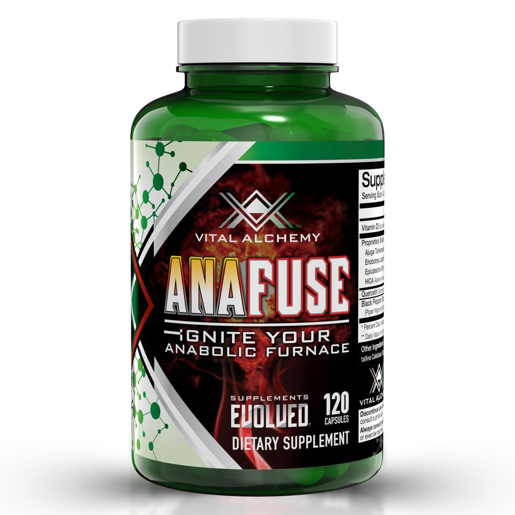 Alquimia vital Anafuse Turkesterone Suplemento para homens, Epicatechin, Quercetin, Pimenta preta, e mais - Aumentar a resistência, Lean Crescimento muscular & Recuperação - EUA Made & Non-GMO - 120 Cápsulas Vegan