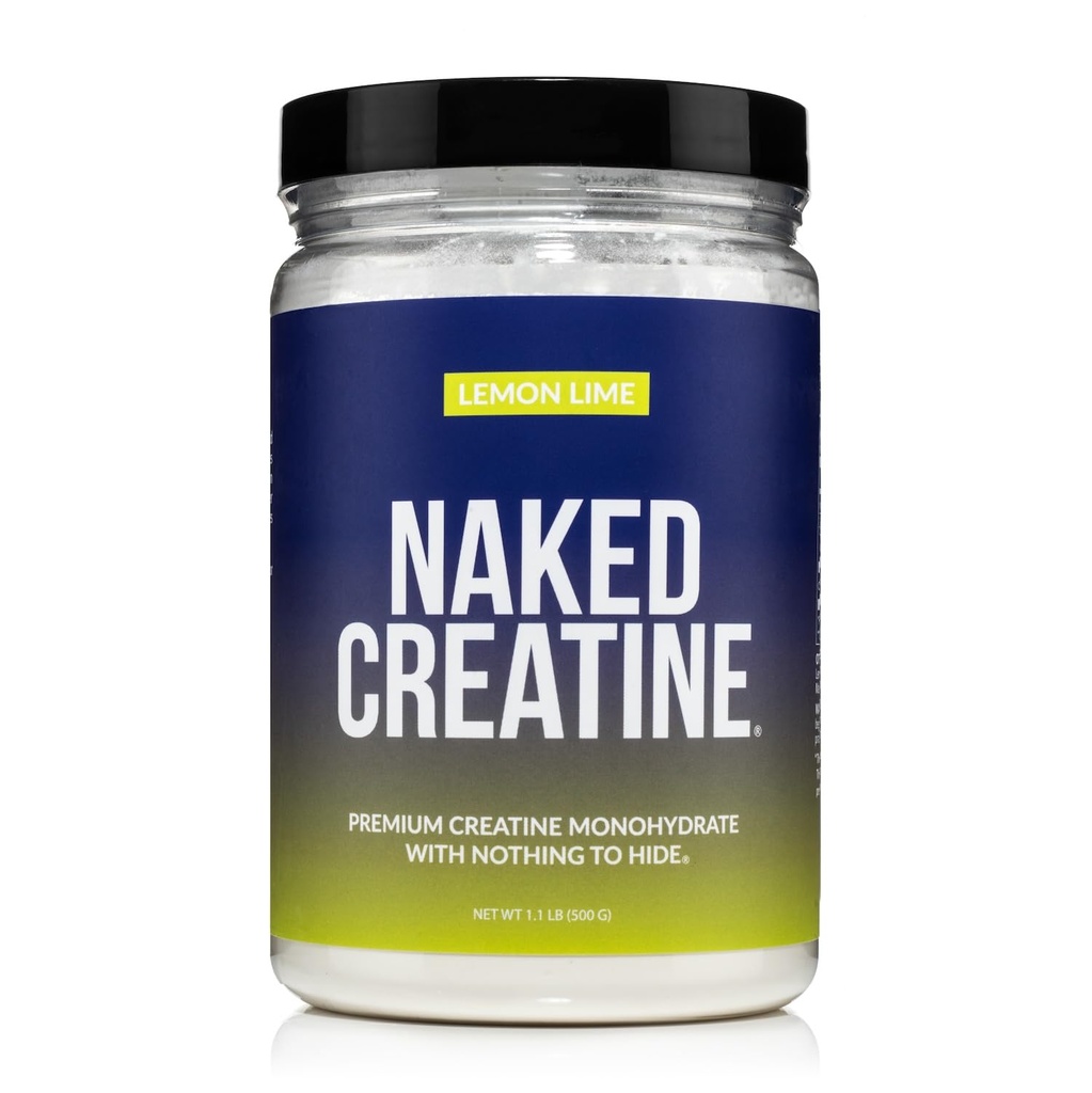 NAKED Puro Micronized Limão Creatina Monohidrato - 42 Servings - 500 Grams, 1.1Lb Bulk, Vegan, Não-GMO, Glúten livre, Sem soja. Ajuda Ganhos de força, Sem aditivos