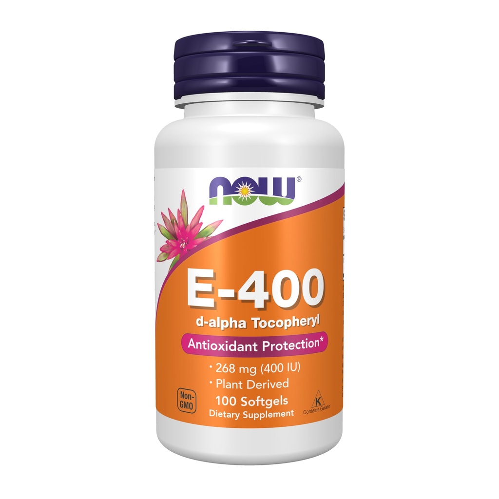 Now Supplements, Vitamina E-400 UI, D-Alpha Tocoferil, Antioxidante Protection, Softgels, 100 Count (Pack of 1)