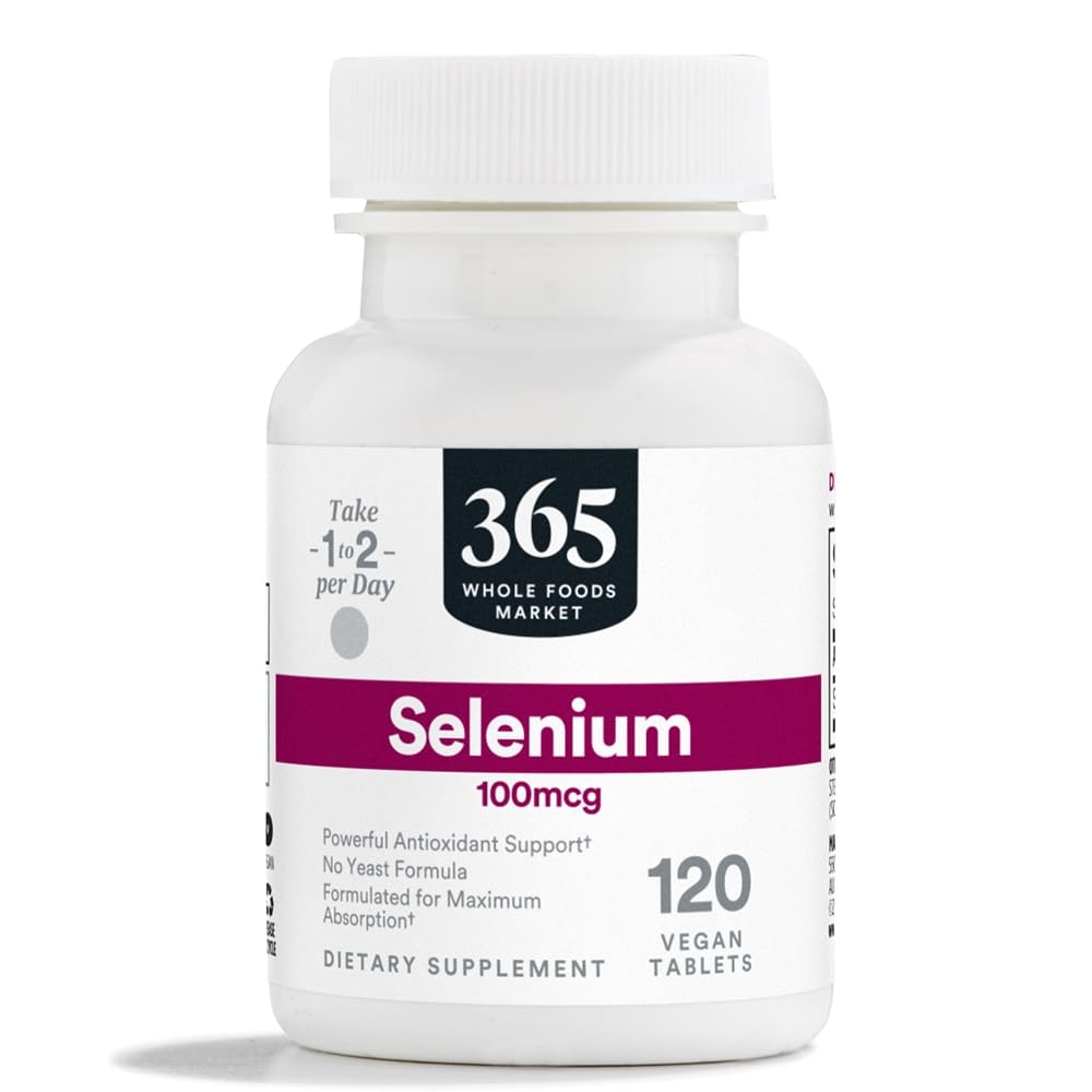 365 por mercado inteiro de alimentos, Selenium 100mcg, Vegan, 120 comprimidos