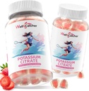 Gomas de citrato de potássio para adultos Homens Mulheres - Suplemento de Potássio Alto 500 MG Açúcar Apoio gratuito Elétrodo Equilíbrio Perna Cães Vegan Não-GMO sabor de morango orgânico 2 embalagens