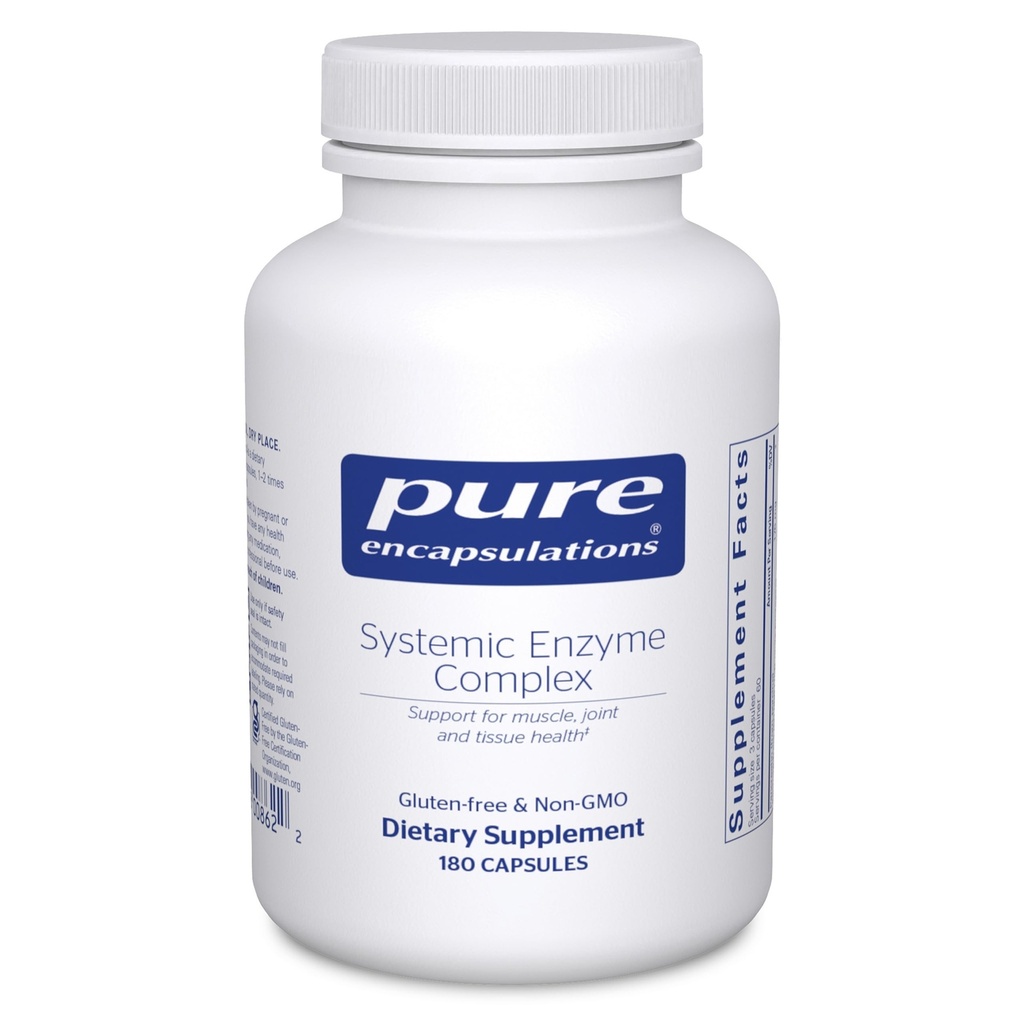 Encapsulamentos puros Complexo enzimático sistêmico - Suporta recuperação muscular e saúde conjunta - para a saúde imunitária* - Gluten Free & Non-GMO - 180 Cápsulas