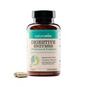 NatureWise Digestive Enzimas - Multi Enzimas com Probióticos + Prebióticos - Suporte pós-alimentação Confort & Bloating + Ajudas Digestion and Gut Health - Soy-Free, Non-GMO - 60 Cápsulas[1-Month Supply]